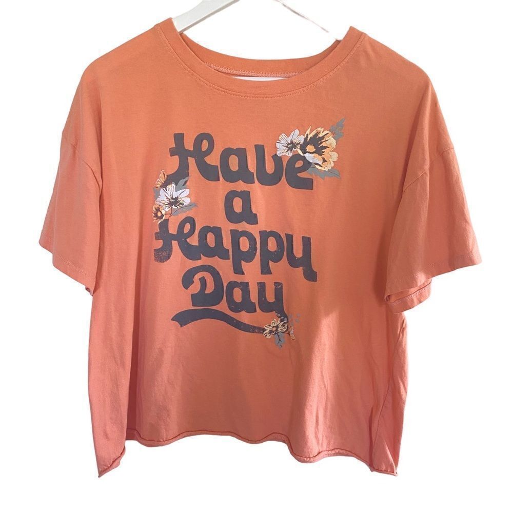 Awake crop plus size 2XL short sleeve have a happy day